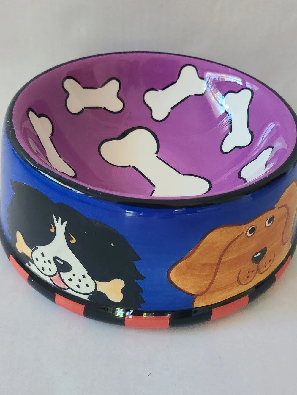 Candace Reiter Dogzilla Ceramic Dog Bowl Hand Painted 2001